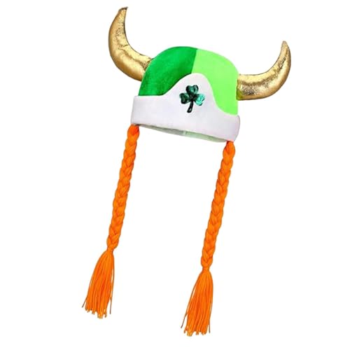 Perfeclan St. Patrick's Day Hut Wikinger mit Zöpfen Hut Erwachsene Wikinger Kleid Hut Wikinger Mütze für vorgetäuschtes Spielen Nachtclub Karneval Urlaub von Perfeclan