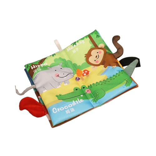 Perfeclan Stoffbuch für die Früherziehung, Dschungelschwanz-Stoffbuch mit Geräuschen, Papier, BB-Gerät, interaktives sensorisches Spielzeug für kleine Geschenke, Englisch von Perfeclan