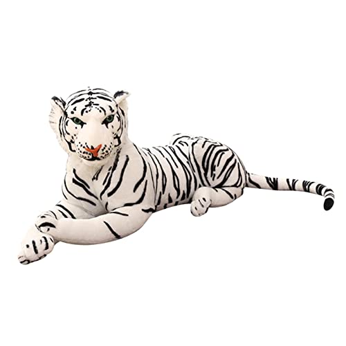 Perfeclan Süße Tiger Kuscheltiere Spielzeug Schlafkissen Tiger Plüsch Stofftier Plüschpuppe Tiger Plüschtier für Kamin Regal Schlafzimmer Dekor Ornament, Weiß von Perfeclan