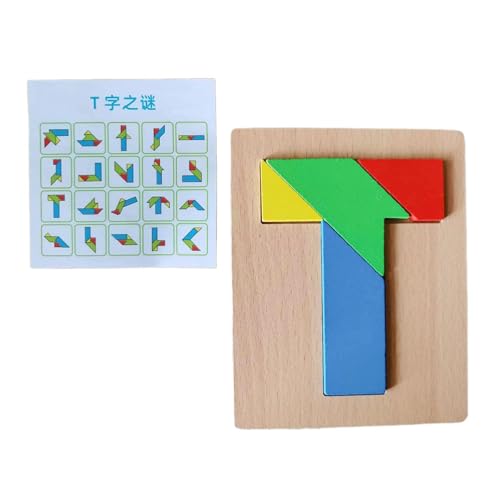 Perfeclan Tangram-Puzzle, Denksportaufgaben, T-förmiges Puzzle, Intelligenz-Holzklötze, Puzzle, pädagogisches Spielzeug für Kinder im Vorschulalter, Style A von Perfeclan