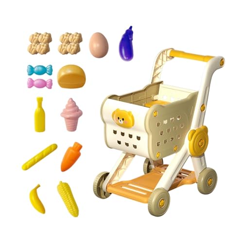 Perfeclan Toddlers Einkaufswagen mit Spielen Spielen Spielen vor, DASS Spiele für Jungen Mädchen Geschenke interaktive Rollenspiele Simulation Simulation, Beige von Perfeclan