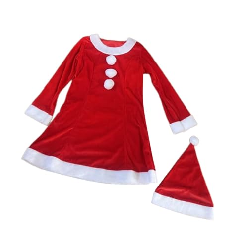 Perfeclan Weihnachtsmann-Kostümkleid für Damen, Samtkleid mit Mütze für Club-Festivals und Neujahr von Perfeclan