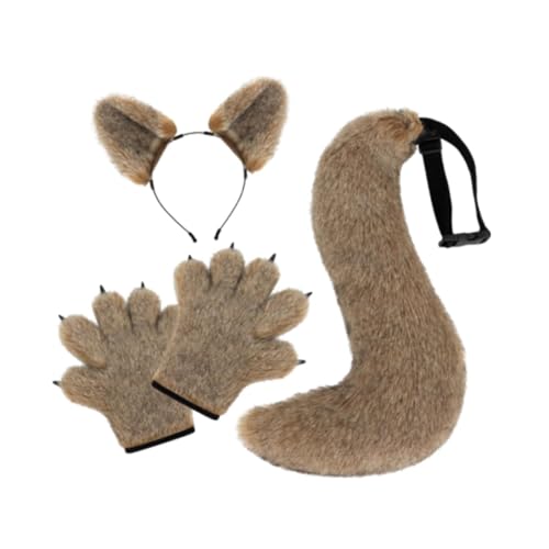 Perfeclan Wolfsohren und -Schwanz-Set, verkleiden Sie Sich als Tier-Cosplay-Zubehör für Bühnenauftritte, Hellbraun Perfeclan Wolfsohren und -Schwanz-Set, verkleiden Sie Sich als Tier-Cosplay-Zubehör für Bühnenauftritte, Hellbraun von Perfeclan