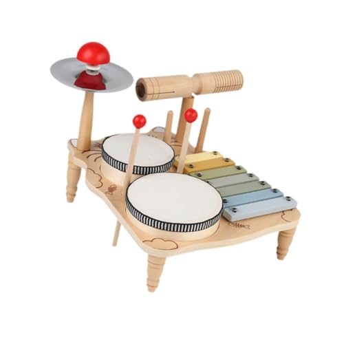 Perfeclan Xylophon-Schlagzeug-Set, Montessori-Musikinstrumenten-Set, Partygeschenke, sensorisches Lernspielzeug, Holzschlagzeug für Kindergeschenke von Perfeclan