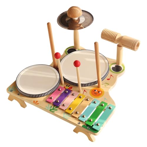 Perfeclan Xylophon-Schlagzeug-Set, Musik-Kits aus Holz, Hand-Auge-Koordination, Musikinstrument, Spielzeug, Lernspielzeug für Kleinkinder von Perfeclan