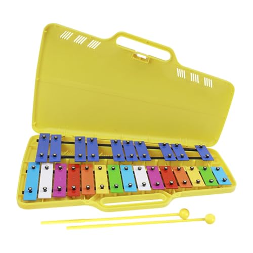 Perfeclan Xylophon für Kinder Instrument Bildungsspielzeug 25 Noten Glockenspiel Xylophon Percussion Musikspielzeug für Spieler Band, Gelb von Perfeclan