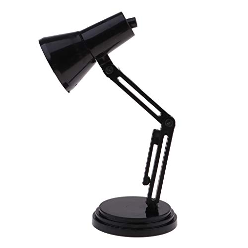 Perfeclan Puppenhaus Lampe, Schreibtischlampe Tisch Lampe Modell, 1:12 Puppenhaus Zubehör, Schwarz von Perfeclan