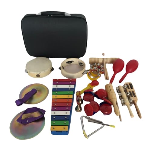 perfeclan 17x Kids Musical Instrumente Set Musikspielzeug mit Aufbewahrungstasche pädagogische Percussion -Instrumente für Kinder Jungen Mädchen von Perfeclan