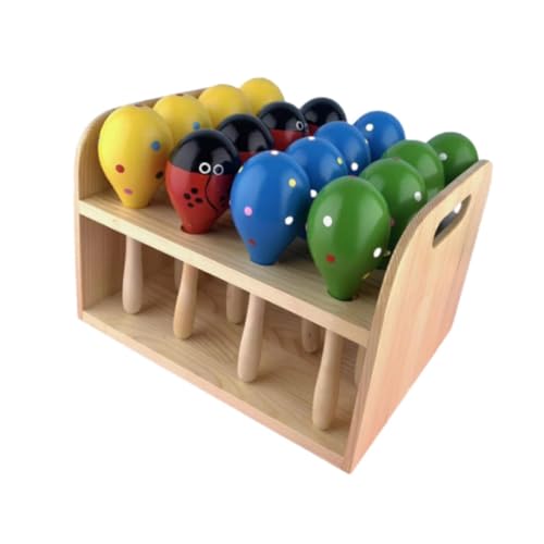 perfeclan 8 Stück hölzerne Maracas-Sandhämmer für Kinder und Erwachsene, tragbares Hand-Percussion-Musikinstrument zum Selbermachen für Partygeschenke, Konzerte von Perfeclan