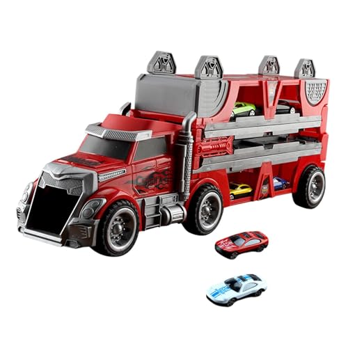 Perfeclan Autotransporter-LKW-Spielzeugset, katapultierende Rennstrecke, Schlepper, Trägerraketen-Set für Jungen, Mädchen, Kleinkinder, Kinder im Alter von 2, Rot von Perfeclan