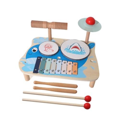 perfeclan Babymusik Drum Toy Musical Toy Motor Fertigkeit Holz Percussion Instrument Holzmusikinstrument für ab 12 Monaten Jahre alt , Wal von Perfeclan