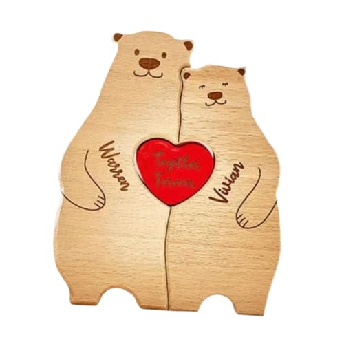 Perfeclan Bär geformte hölzerne Kunst Puzzle Familie von Geburtstag Geschenke süße Puzzle Skulpturen Holzdekor für Hauswärmende Mama und Papa, 2 Bären von Perfeclan