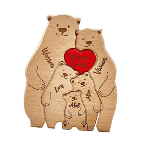 Perfeclan Bär geformte hölzerne Kunst Puzzle Familie von Geburtstag Geschenke süße Puzzle Skulpturen Holzdekor für Hauswärmende Mama und Papa, 5 Bären von Perfeclan