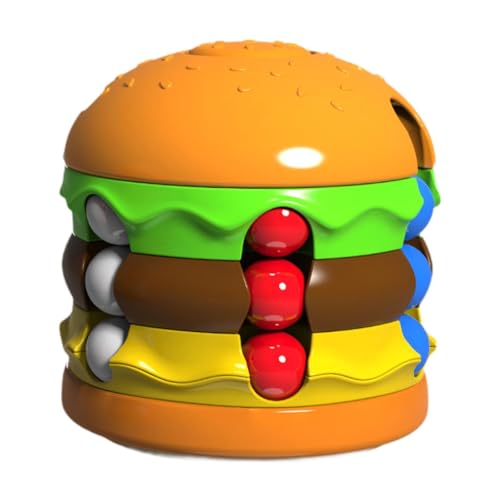 perfeclan Burger Cube und Fries Spielzeug, sensorisches Spiel, Bildungsspielzeuggeschenk für Kinder Erwachsene, Neuheit rotierende Perle für Teenager -Männer , Burger von Perfeclan