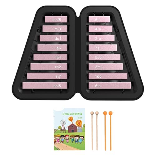 Perfeclan Glockenspiel, 16-Noten-Xylophon, leicht zu erlernen, mit 2 Paar Schlägeln, Musikunterricht für Anfänger, Partygeschenk, Vorschulgeschenke , ROSA von Perfeclan