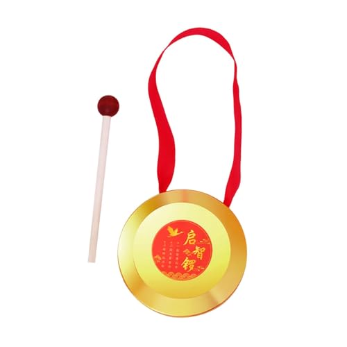 perfeclan Handpercussion Messinggong Traditionelles chinesisches Schlaginstrument Tragbar mit Spielhammer Kinder Kleiner Gong für Partyspiel , 12CM von Perfeclan