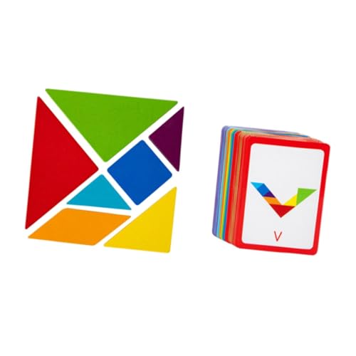 perfeclan Hölzerne Tangram Formen Puzzlespielzeug Montessori Holzspielzeug Geometrische Lehrhilfen für Kindergeschenke Kindergärten Familienbrettspiele von Perfeclan