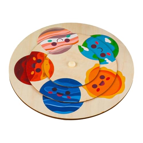 perfeclan Hölzerne passende Rätsel Farbspielzeug Lernen Vorschulpädagogik feinmotorische Fähigkeiten Holzpuzzle für Kleinkinder 2-5 Kinder, Planeten von Perfeclan