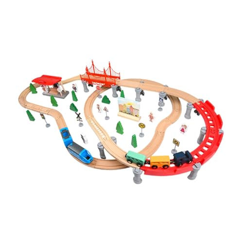 Holzeisenbahn-Set, Eisenbahn-Puzzle, Spielset, DIY-Zusammenbau, Holzkonstruktionsspielzeug für Kinder, Vorschul-Familienspiel, Geburtstagsgeschenke von Perfeclan