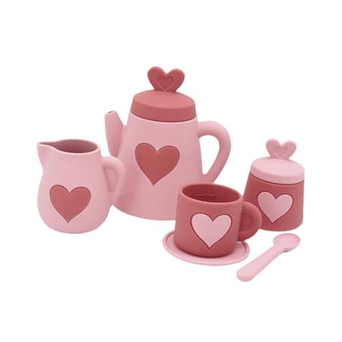 Perfeclan Kids Tea Party Set Kids Tea Set Playset Kitchengeschirr Spielzeug Frühschullehrer für Vorschulgeschenke Party Spielzeugjungen und Mädchen, Ziegelrot von Perfeclan