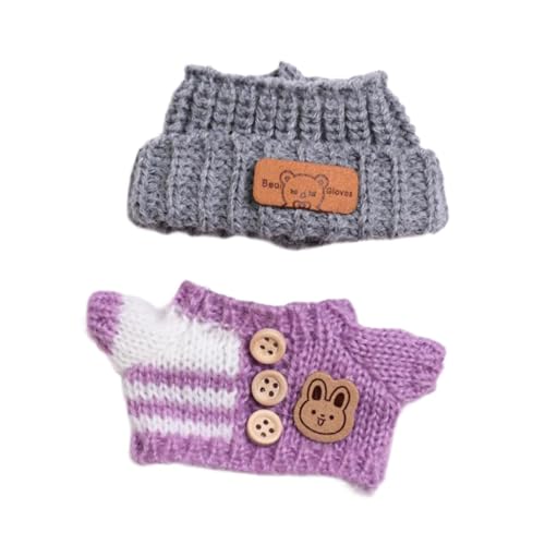 perfeclan Mini-Puppen-Kleidung, Puppen-Kleidung, Anzug, niedliche Stofftier-Kleidung, Kleidung, Pullover und Mütze, Zubehör für Geschenk-DIY-Bastelarbeiten , Lila von Perfeclan