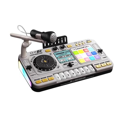 Perfeclan Musical DJ Set für Kinder Musical Toy Turntable Gift Bildungstisch Instrument mit Lichtern DJ Party Mixer Controller, Style B von Perfeclan