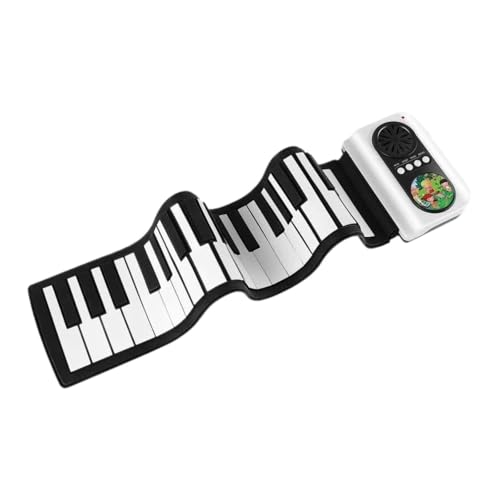 Perfeclan Roll-up-Piano-, elektrische Hand-Roll-Piano-, elektronisches Klavier für Feiertagsgeschenk, Heimprogrammierung, Anfänger, Kinder , 49 Tasten schwarz weiß von Perfeclan