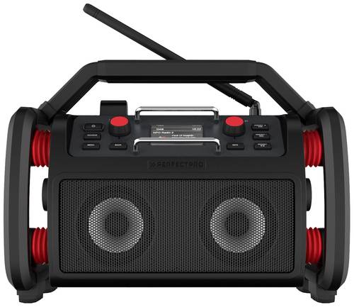 PerfectPro RockPro Baustellenradio DAB+, UKW AUX, Bluetooth®, USB Akku-Ladefunktion, spritzwasserge von PerfectPro