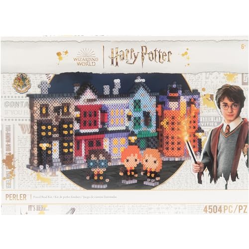 Perler 80-57029 Wizarding World's 3D Harry Potter Diagon Alley Fused Bead Activity Kit, mehrfarbig, 4504 Teile von Perler