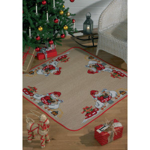 Permin Stickerei-Set Jute Weihnachtsbaumdecke Weihnachtsmann mit Gänse von Permin