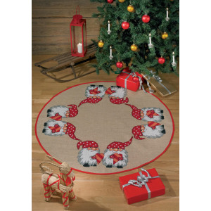 Permin Stickerei-Set Jute Weihnachtsbaumdecke Punktwichtel Ø118cm von Permin