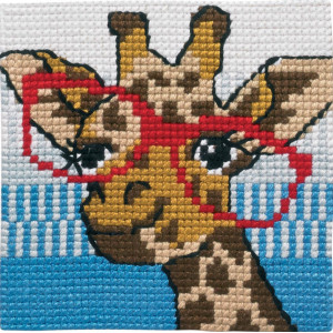 Permin Stickerei-Set Vorgespanntes Stramaj für Kinder Giraffe 25x25cm von Permin