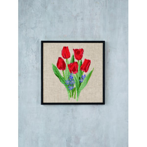 Permin Stickerei-Set Rote Tulpen R5796 30x30cm von Permin
