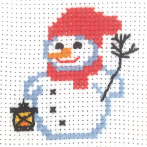 Permin Stickerei Kit Aida Schneemann mit Lichtern 10x10cm von Permin