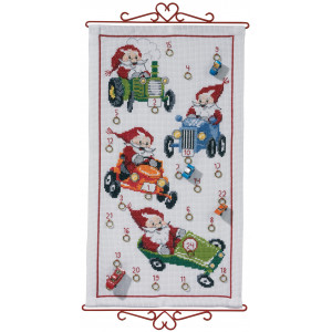 Permin Stickerei-Set Aida Weihnachtskalender Kalender Zwerge 35x63cm von Permin