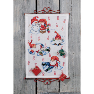 Permin Stickerei-Set Aida Weihnachtskalender Spiel im Schnee 40x60cm von Permin