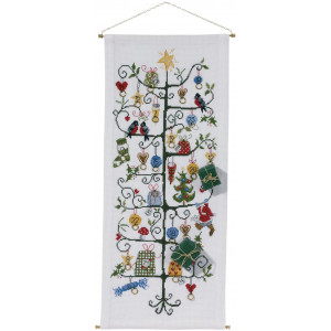 Permin Stickerei-Set Aida Weihnachtskalender Weihnachtsbaum 30x71cm von Permin