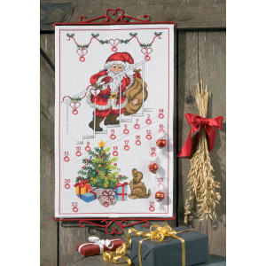 Permin Stickerei-Set Aida Weihnachtskalender Weihnachtsmann 35x57cm von Permin