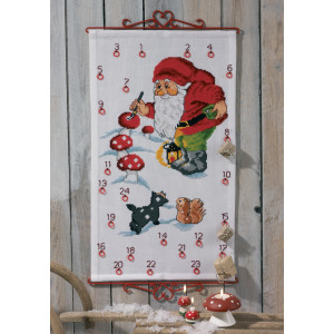 Permin Stickerei-Set Aida Weihnachtskalender Weihnachtsmann Maler 38x6 von Permin