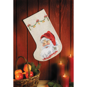 Permin Stickerei-Set Aida Weihnachtssocke Happy Santa 29x44cm von Permin