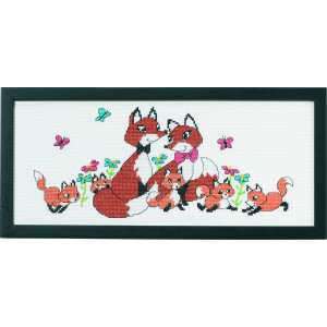 Permin Stickerei-Set Bild Fuchs Familie 36x15cm von Permin