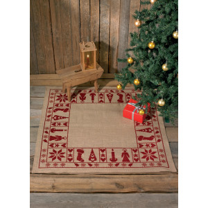 Permin Stickerei-Set Jute Weihnachtsbaum Decke Christmas Spirit 122x12 von Permin