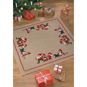 Permin Stickerei-Set Jute Weihnachtsbaum Decke Elf Familie 120x120cm von Permin