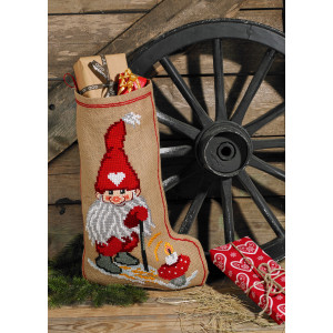 Permin Stickerei-Set Jute Weihnachtssocke Elf und Schwamm 36x60cm von Permin