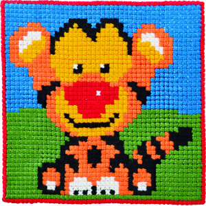 Permin Stickereiset Kinderkreuzstich Tiger 25x25cm von Permin