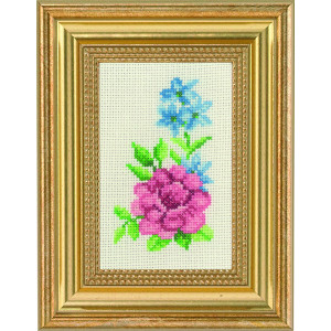 Permin Stickereiset Rose und blaue Blumen 9x14cm von Permin