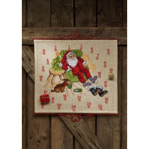 Permin Stickerei-Set Weihnachtskalender Weihnachtsmann im Sessel 58x52 von Permin