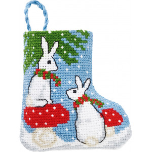 Permin Stickerei-Set Weihnachtsstrumpf Hasen 7x8cm von Permin