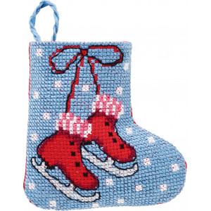 Permin Stickerei-Set Weihnachtsstrumpf Schlittschuhe 7x8cm von Permin