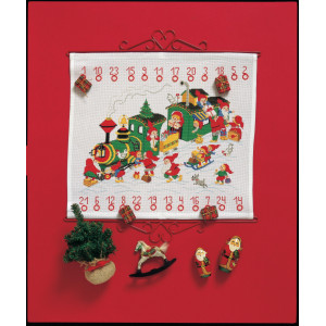 Permin Stickerei-Set Aida Adventskalender Weihnachtszug 50x45cm von Permin